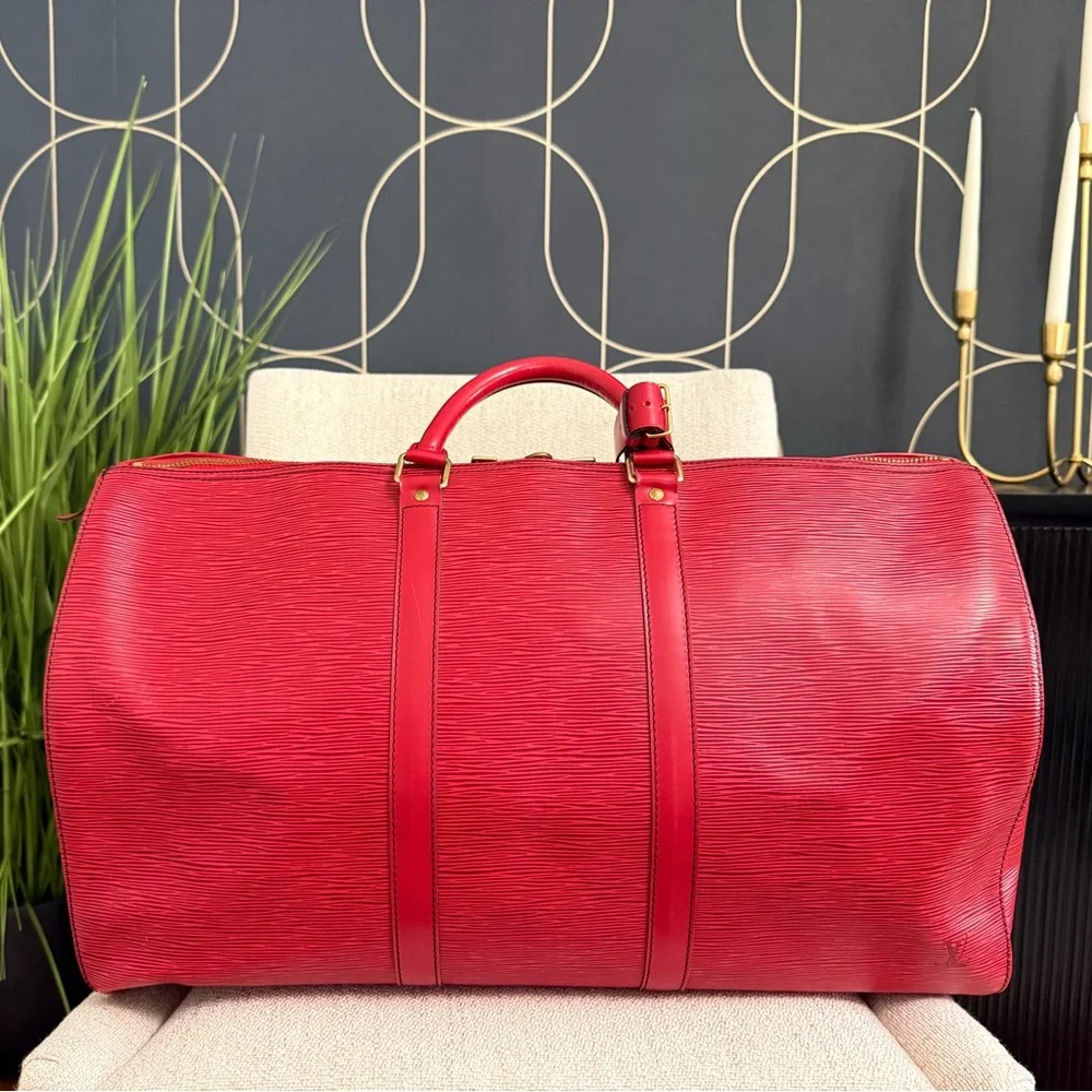 Authentic Louis Vuitton unisex Keepall 50 travel bag red Epi leather - Picture 6 of 16